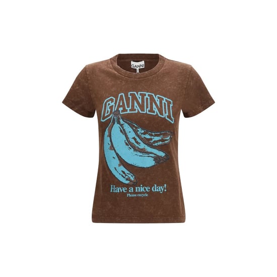 Ganni Brown Cotton T-Shirt - Image 1