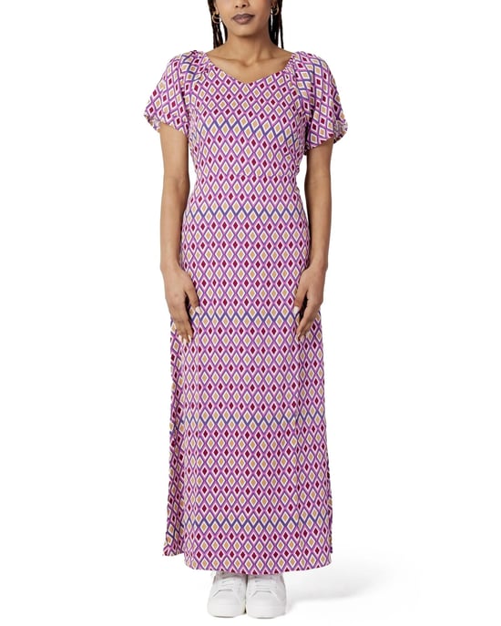 Enkel paarse viscose casual jurk - Image 1
