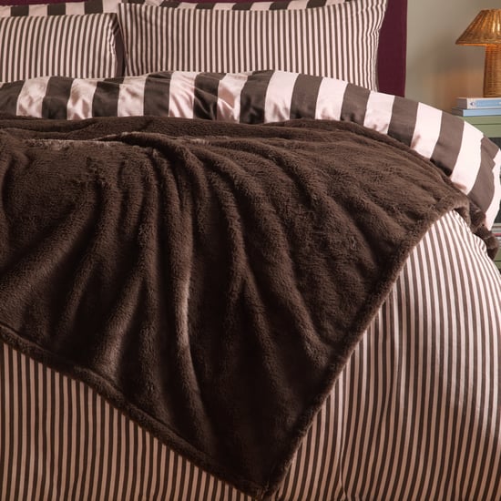 Furn Kallu Double-Sided Faux-Fur Throw, Chocolate - Image 1