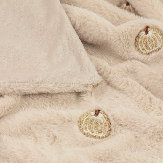 Furn Autumn Pumpkins Embroidered Throw, Natural - Image 3