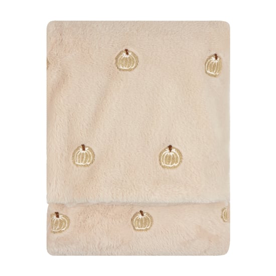 Furn Autumn Pumpkins Embroidered Throw, Natural - Image 4