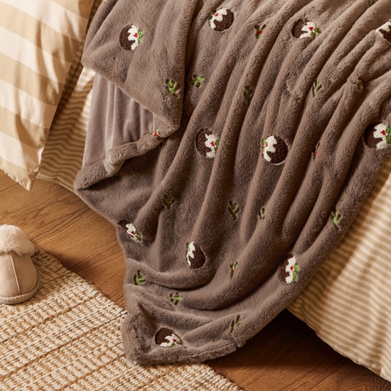 Furn Festive Puddings Faux Fur Throw, Mocha - Image 2