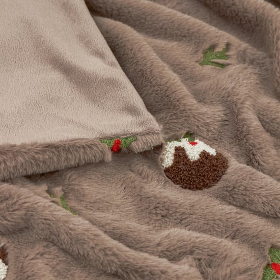 Furn Festive Puddings Faux Fur Throw, Mocha - Image 3