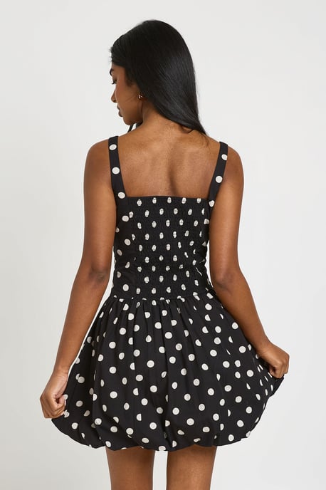 Polka Dot Puffball Hem Mini Dress - Image 2