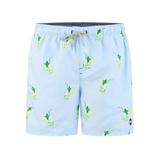 Happy Shorts Heren zwemshort mojito print/lichtblauw gestreept - Image 1