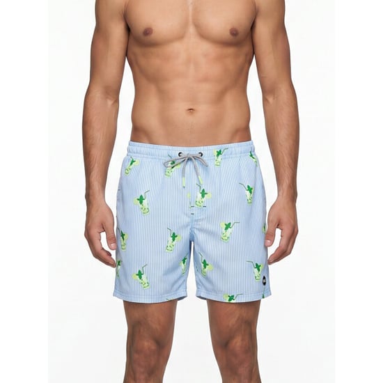 Happy Shorts Heren zwemshort mojito print/lichtblauw gestreept - Image 2