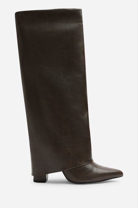 Wheres That From Womens Makenzie Fold Down Knee High Heeled Shark Boots - Image 1