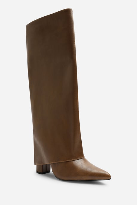 Wheres That From Womens Makenzie Fold Down Knee High Heeled Shark Boots - Image 2