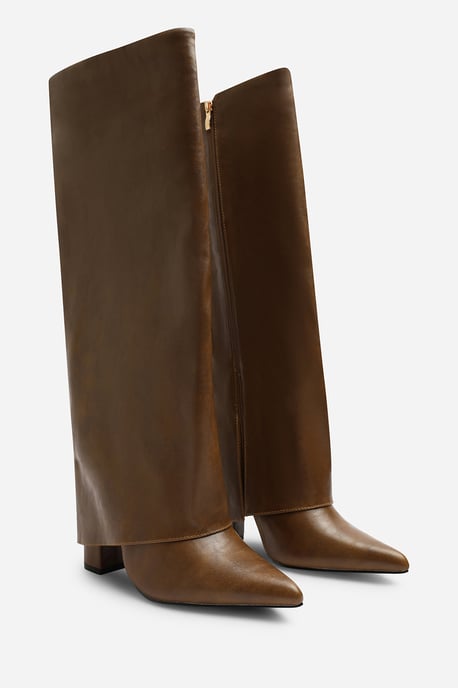 Wheres That From Womens Makenzie Fold Down Knee High Heeled Shark Boots - Image 3