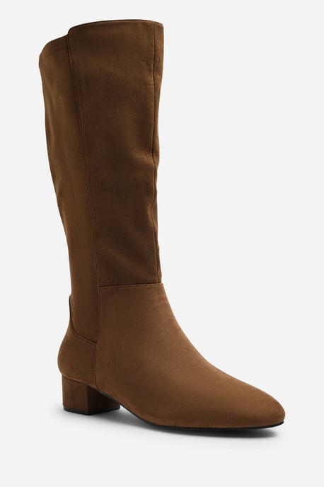Wheres That From Womens Paislee Wide Fit Round Toe Block Heel Stretch Suede Boots - Image 2