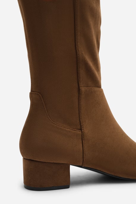 Wheres That From Womens Paislee Wide Fit Round Toe Block Heel Stretch Suede Boots - Image 4