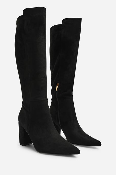 Wheres That From Womens Georgina Stretch Suede Knee High Pointed Boots - Image 3