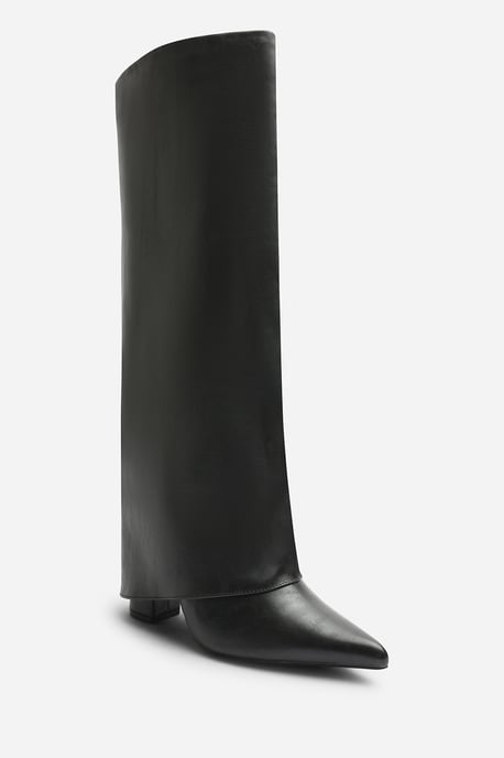 Wheres That From Womens Makenzie Fold Down Knee High Heeled Shark Boots - Image 2