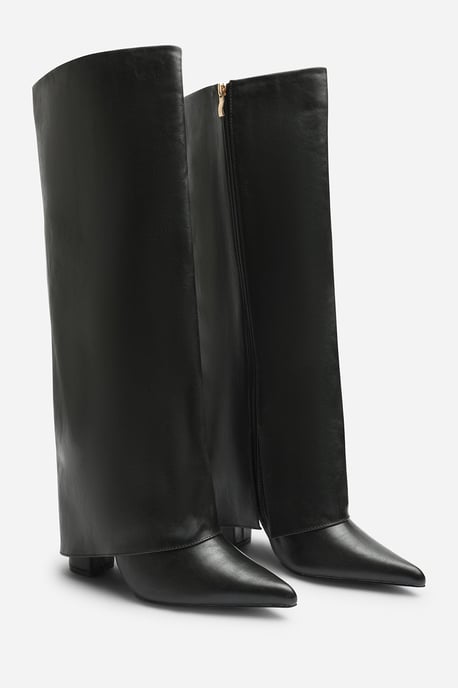 Wheres That From Womens Makenzie Fold Down Knee High Heeled Shark Boots - Image 3