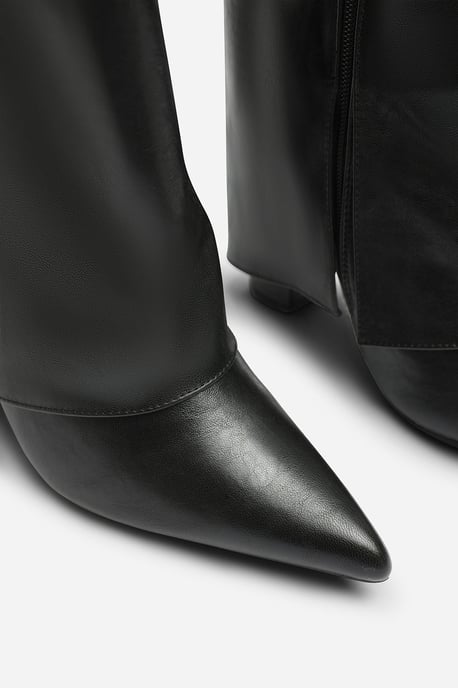 Wheres That From Womens Makenzie Fold Down Knee High Heeled Shark Boots - Image 4