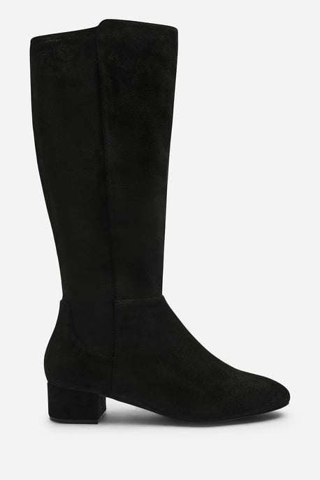 Wheres That From Womens Paislee Wide Fit Round Toe Block Heel Stretch Suede Boots - Image 1