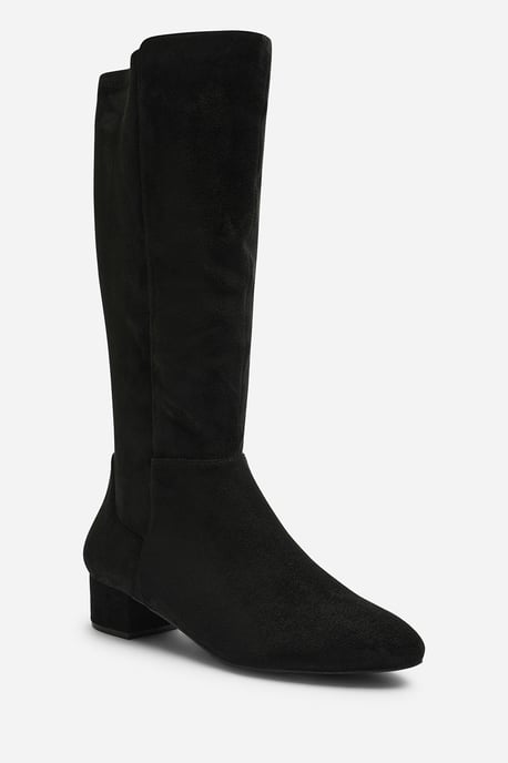 Wheres That From Womens Paislee Wide Fit Round Toe Block Heel Stretch Suede Boots - Image 2