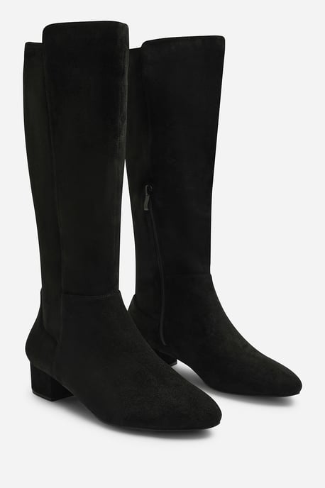 Wheres That From Womens Paislee Wide Fit Round Toe Block Heel Stretch Suede Boots - Image 3