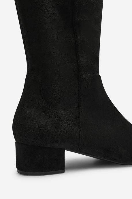 Wheres That From Womens Paislee Wide Fit Round Toe Block Heel Stretch Suede Boots - Image 4