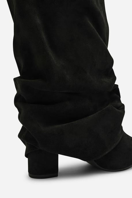 Wheres That From Womens Galilea Ruched Fold Down Knee High Heeled Shark Boots - Image 4