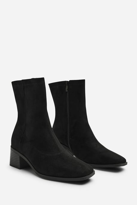 Wheres That From Womens Fioren Square Low Block Heel Stretch Ankle Sock Boot - Image 3