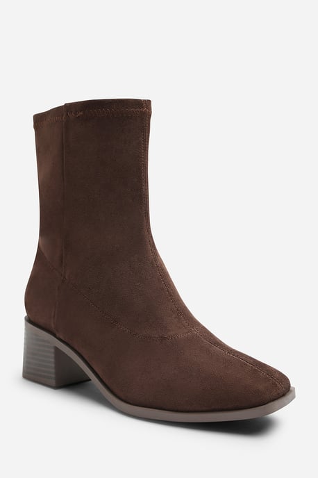 Wheres That From Womens Fioren Square Low Block Heel Stretch Ankle Sock Boot - Image 2