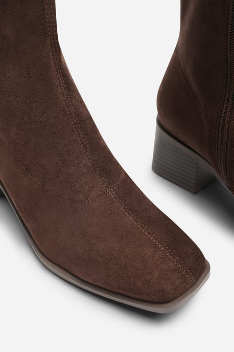 Wheres That From Womens Fioren Square Low Block Heel Stretch Ankle Sock Boot - Image 4