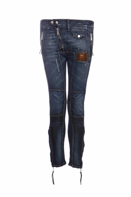 Dsquared2 blue patchwork biker jeans. - Copy - Image 1