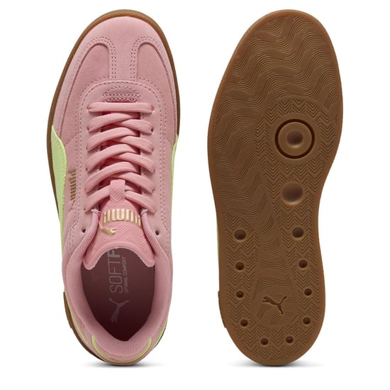 Women's Puma Round Toe Low Top Flat Heel Sneakers in Pink/Yellow - Image 3