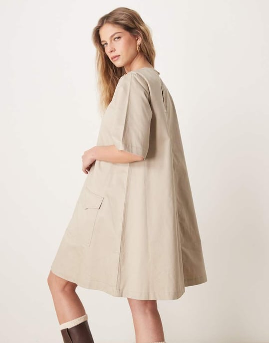 Barbour Luna minidress in beige - Image 4
