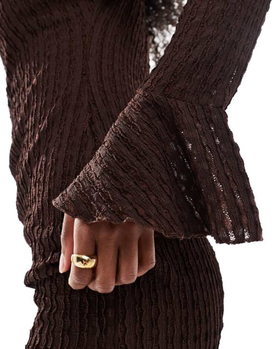 Miss Selfridge bardot volangkantrad mini-klänning i choklad - Image 2