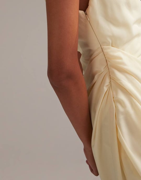 ASOS DESIGN Bridesmaids draped overlay crepe maxi dress in soft yellow - Image 2