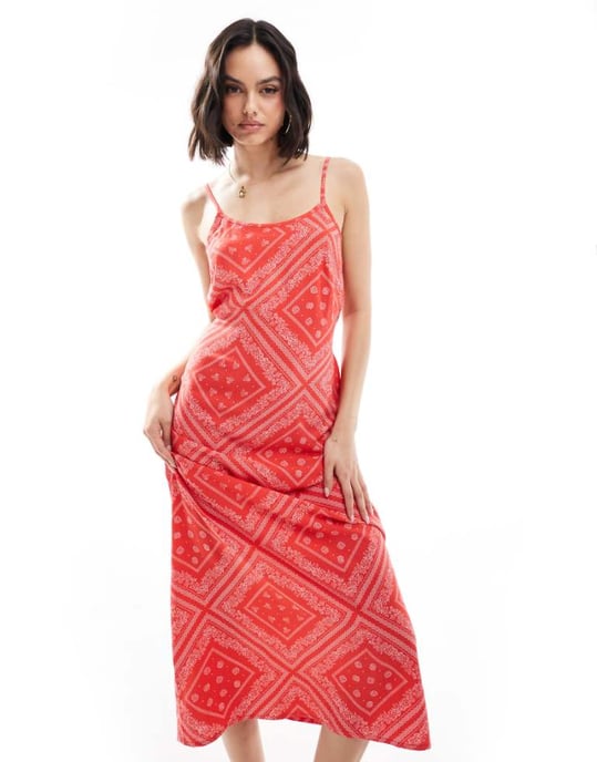Miss Selfridge axelbands maxi klänning med scoop nacke i bandana mönster - Image 1