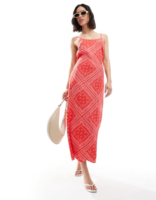 Miss Selfridge axelbands maxi klänning med scoop nacke i bandana mönster - Image 3