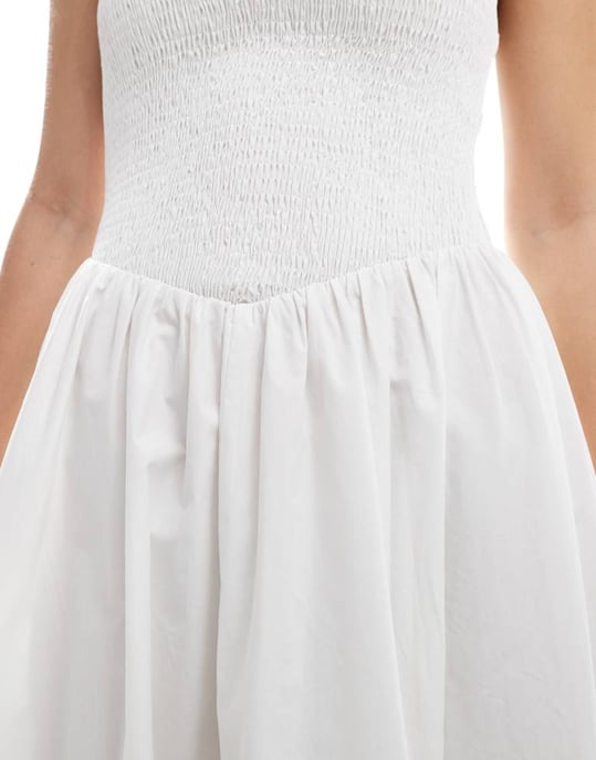 4th & Reckless shirred cami v waist ruched skirt maxi dress in white - Image 3
