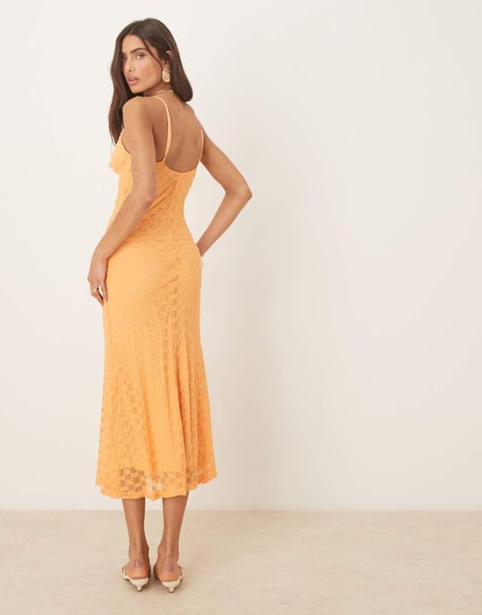 Bardot Adoni mesh midi dress in orange sorbet - Image 4