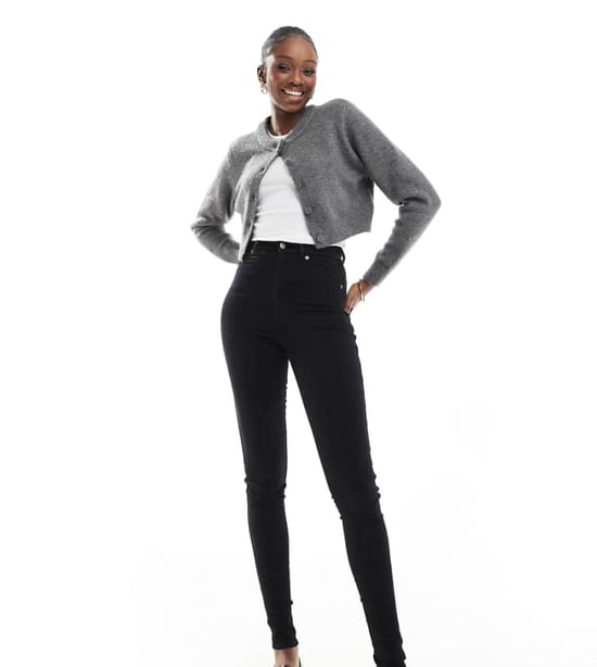 Dr Denim Tall Solitaire hög midja super skinny jeans i ren svart tvätt - Image 1