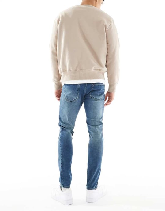 French Connection smal passform jeans i mid blue - Image 2