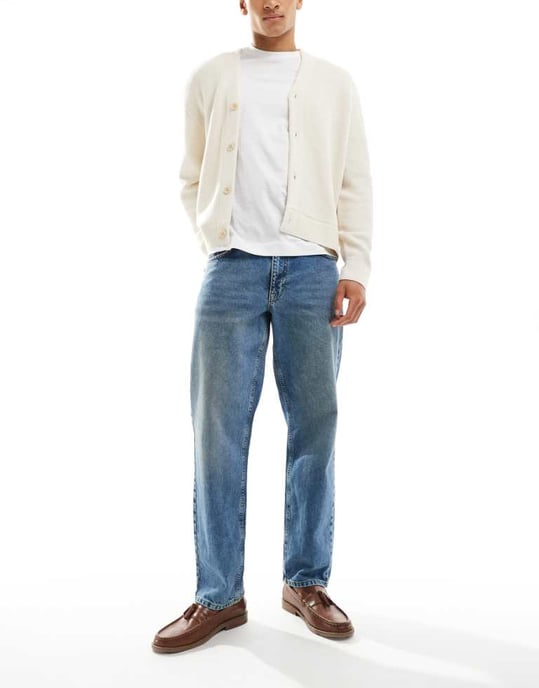 ASOS DESIGN rak passform jeans i ljus tvättblå - Image 1