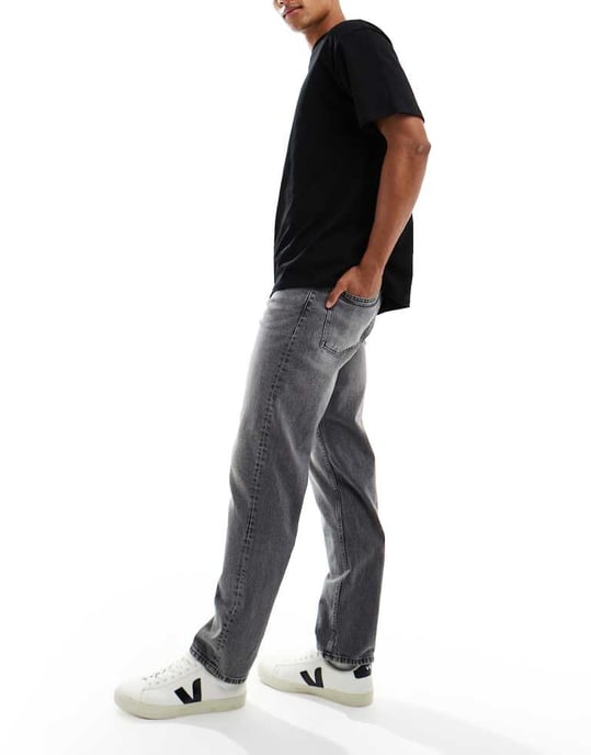 ASOS DESIGN raka jeans med stretch i gråtvätt - Image 3
