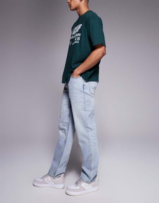 ASOS DESIGN raka jeans i ljus tvätt med toning - Image 3