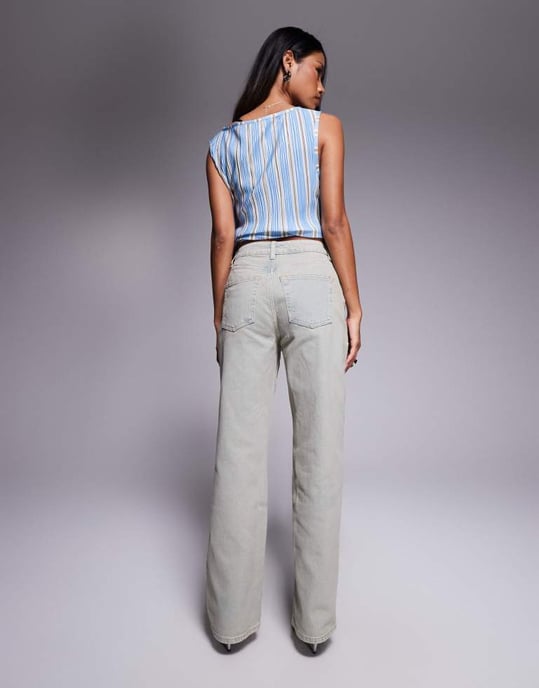 ASOS DESIGN bekväm stretch rak benjeans i vintage tvätt - LBLUE - Image 4