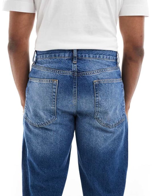 ASOS DESIGN raka jeans i medelblå tvätt - Image 4