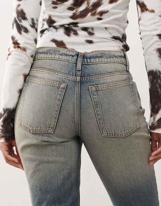 COLLUSION lågrisk raka jeans i tvättad blå - MBLUE - Image 4