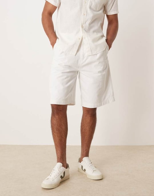 ASOS DESIGN lång längd denimjorts med spetsade veck i vitt - Image 2