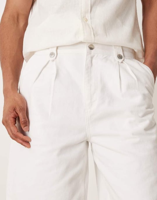 ASOS DESIGN lång längd denimjorts med spetsade veck i vitt - Image 3