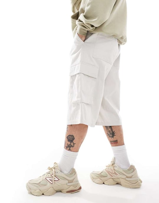 Cotton On super baggy cargoshorts i stenfärg - Image 2
