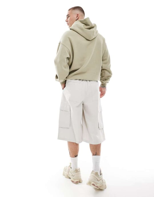 Cotton On super baggy cargoshorts i stenfärg - Image 4