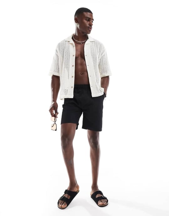 Brave Soul textured shorts in black - Image 1