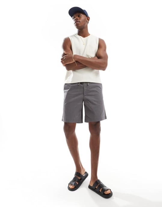 Jack & Jones lös passform chino shorts i grått - Image 2